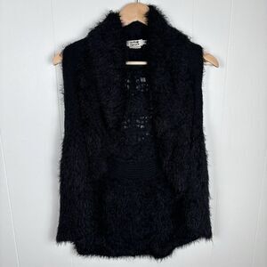 Holly Bracken‎ Black Eyelash Knit Sweater Vest Women's TU/OS Open Design